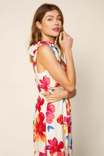 Vibrant Floral Cream Maxi Dress