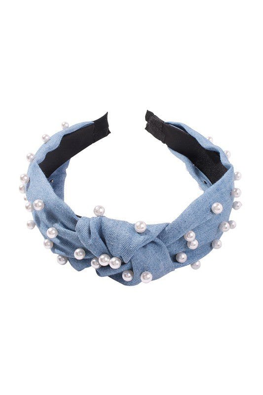 Denim & Pearl Headband