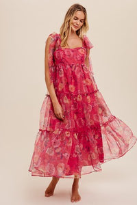 Ruby Floral Organza Maxi Dress