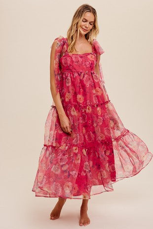 Ruby Floral Organza Maxi Dress