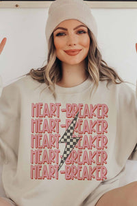 HEART BREAKER Retro Checker Graphic Sweatshirt