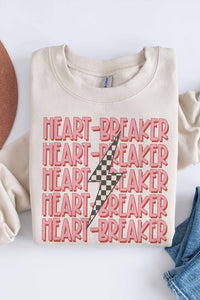 HEART BREAKER Retro Checker Graphic Sweatshirt